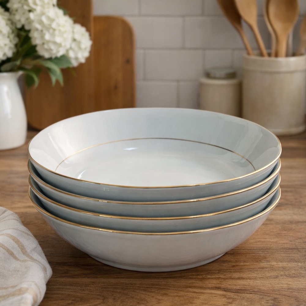 Vintage Sakura Classic Gold Rim Soup Pasta Bowls – Set of 4 – 1996
